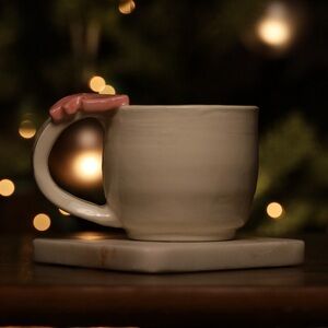 Handmade Ceramic Mug with Bow